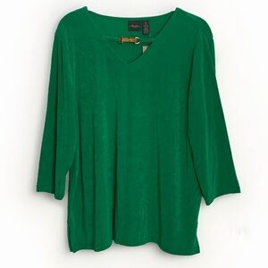 Chico's Travelers Slinky Classic Bamboo Trim Top Women's Size XL Chico's Size 3